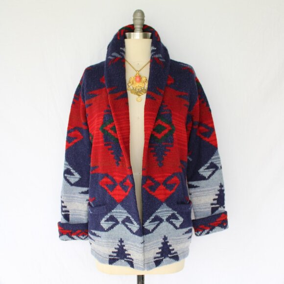 RALPH LAUREN vintage wool Cardigan wool sweater Aztec southwestern tribal jacket - Picture 4 of 10